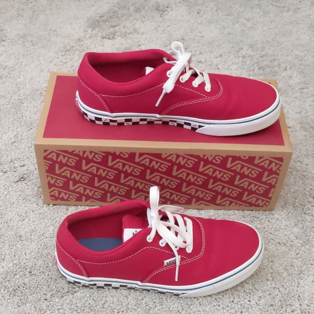 Doheny Red Vans with Checkered sidewall